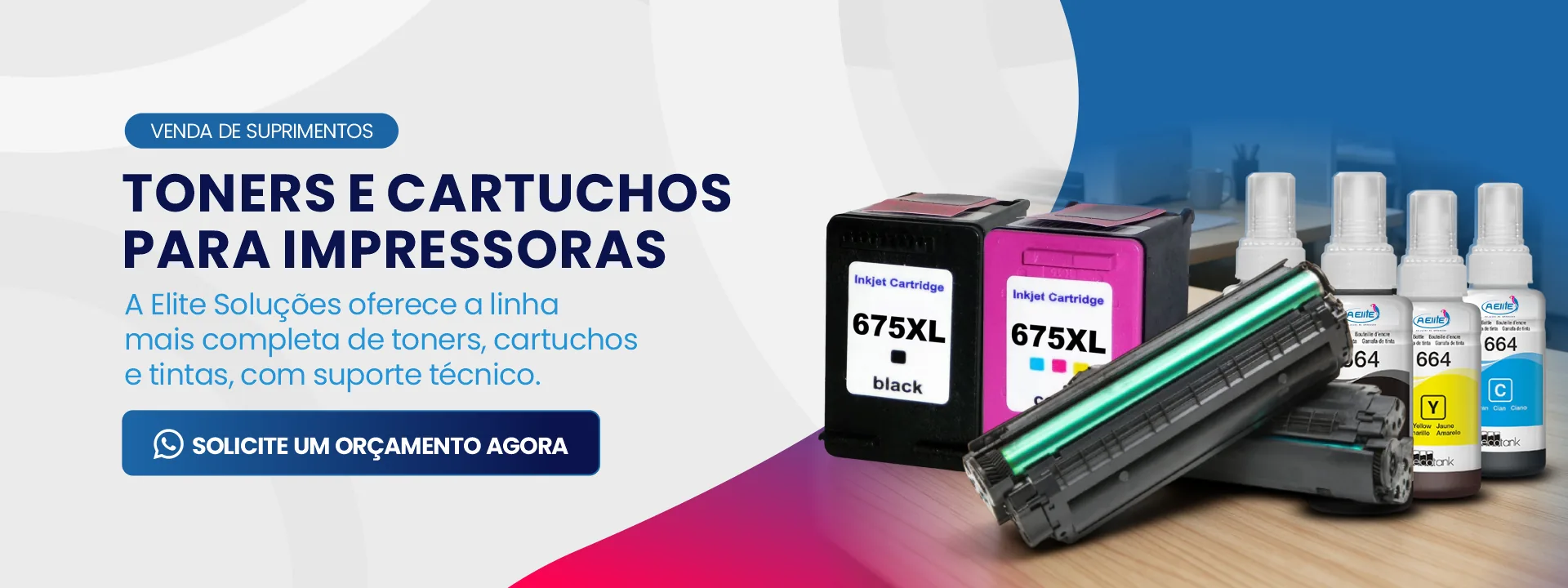 Venda de suprimentos: toners e cartuchos para impressoras